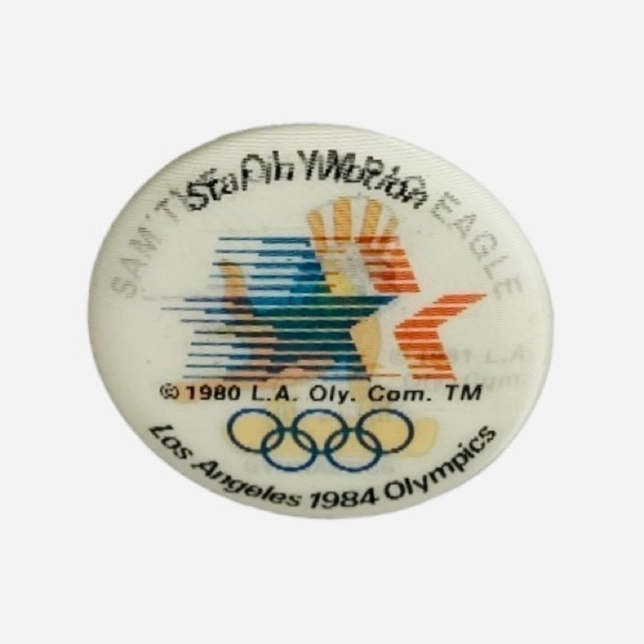 VNTG Pin Sam the Olympic Eagle ’84 Los Angeles Flicker Pinback Button GYMNASTICS - Picture 2 of 4